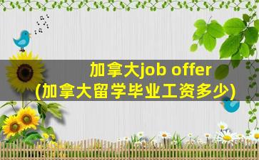 加拿大job offer(加拿大留学毕业工资多少)